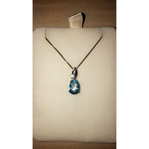 Blue Crystal and Diamond Necklace